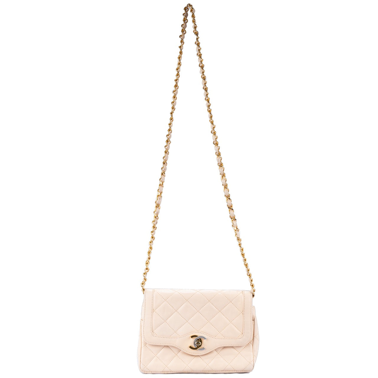Chanel Quilted Lambskin Bicolor Crossbody Bag beige
