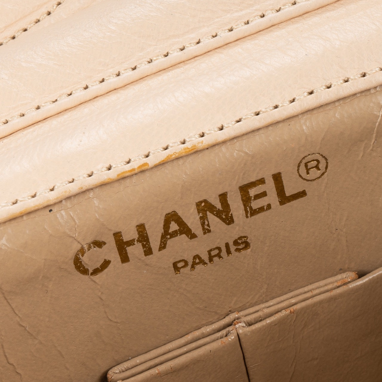 Chanel Quilted Lambskin Bicolor Crossbody Bag beige