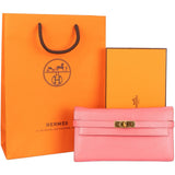 Hermes Pink Leather Classic Kelly Wallet