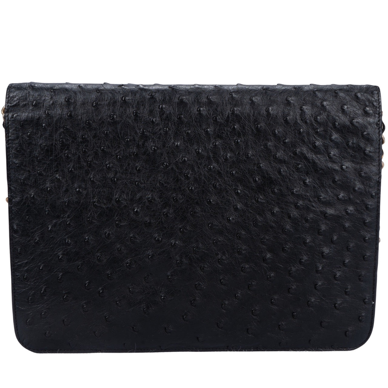 Chanel Ostrich Leather 24K Gold Single Flap Bag
