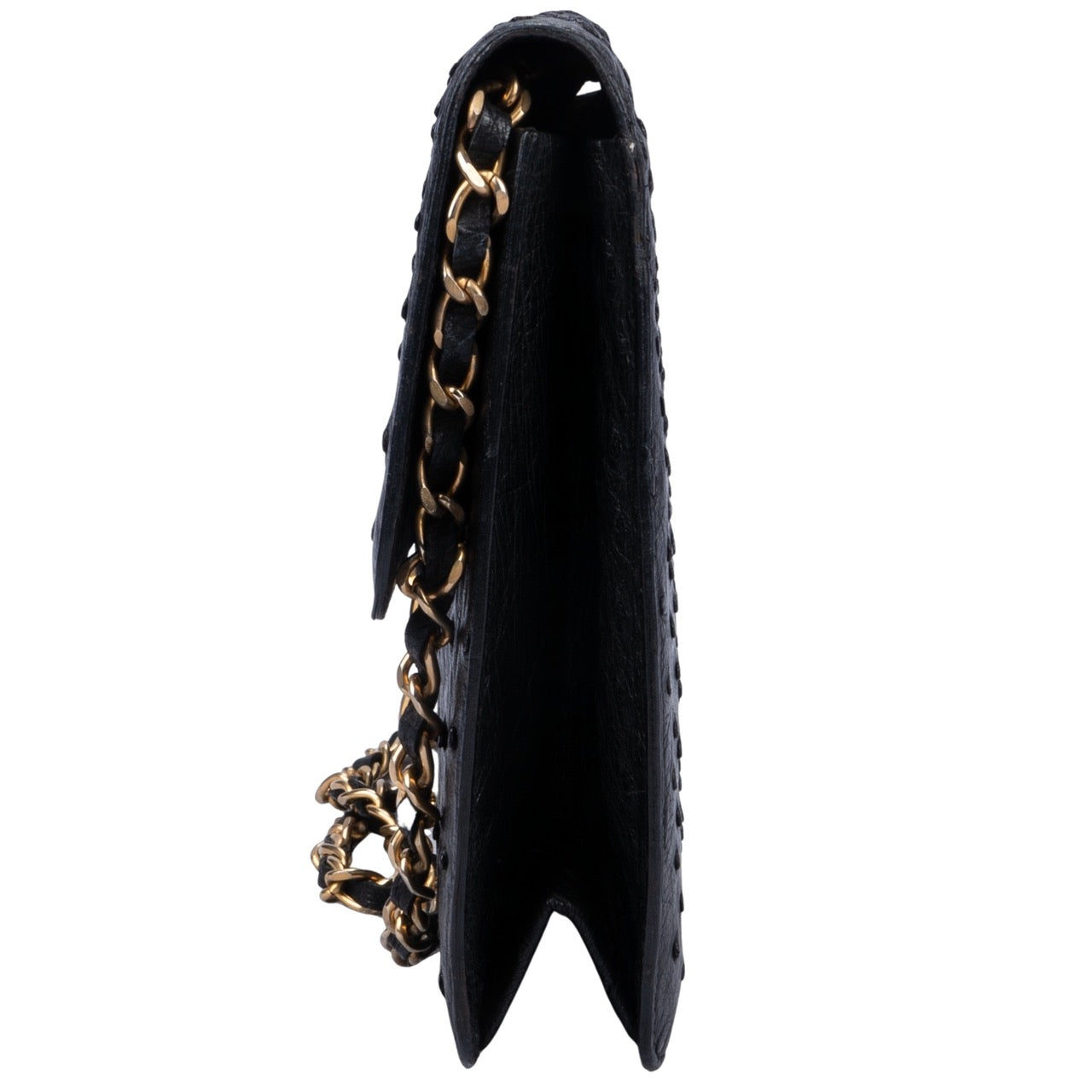 Chanel Ostrich Leather 24K Gold Single Flap Bag