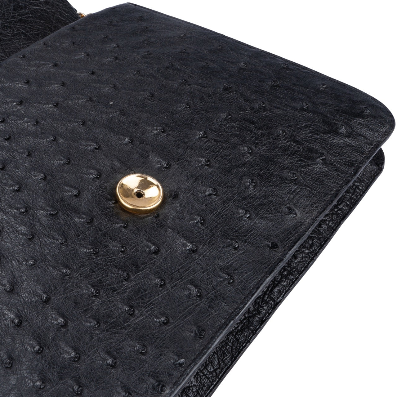 Chanel Ostrich Leather 24K Gold Single Flap Bag
