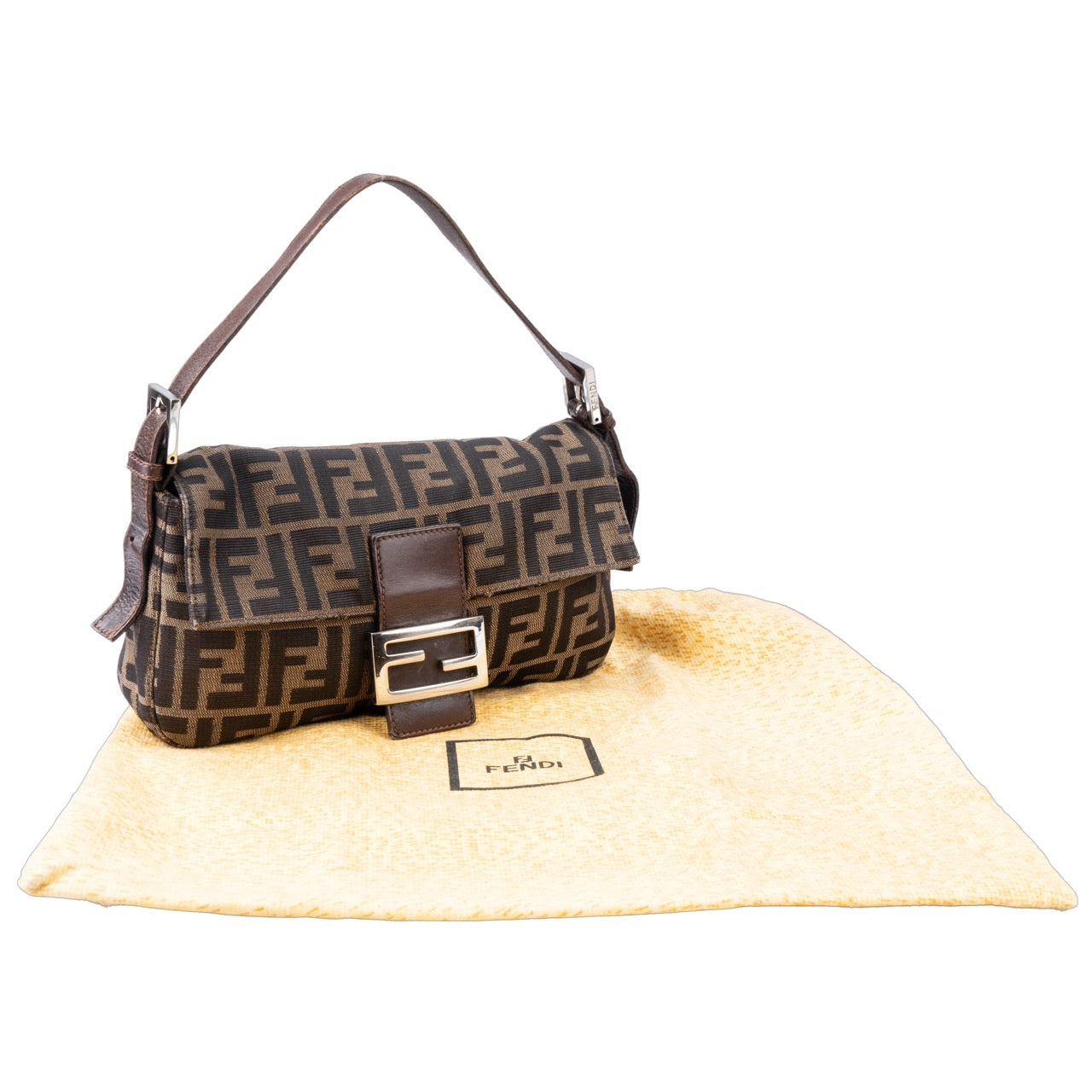 Fendi FF Monogram Zucca Baguette Bag