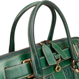 Gucci Monogram GG Green Crocodile Secret Padlock Satchel Handbag