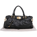 Miu Miu Vitelo Daino Turnlock Coffer Satchel Handbag