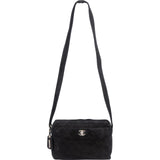Chanel Quilted Suede Palladium Camera Crossbody Bag