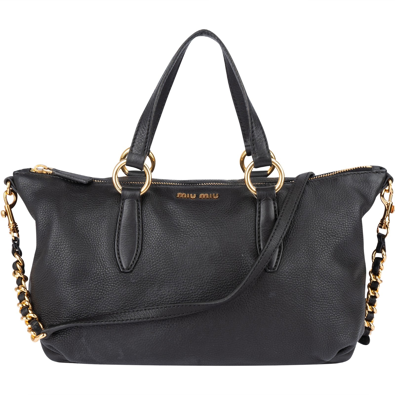 [🔄️B23 / F51] Miu Miu Vitello Lux Satchel Shoulder Bag - vintageandkickz