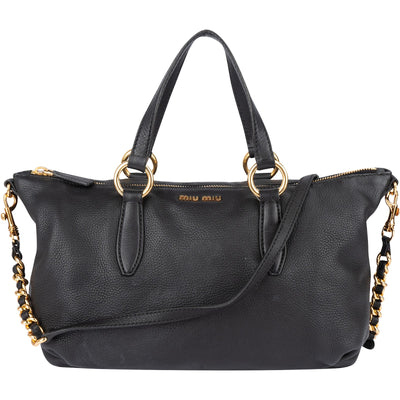[🔄️B23 / F51] Miu Miu Vitello Lux Satchel Shoulder Bag - vintageandkickz