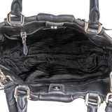 Prada Black Soft Calfskin Gathered Belt Hobo Handbag