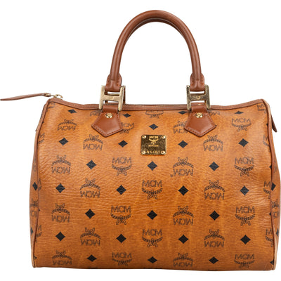 MCM Monogram Visetos Boston Handbag - vintageandkickz