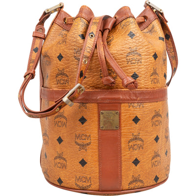 MCM Monogram Visetos Drawstring Bucket Crossbody Bag