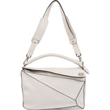 Loewe White Leather Puzzle Large Shoulder Bag