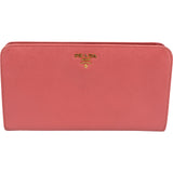 Prada Saffiano Leather Zip Around Clip Organizer Wallet