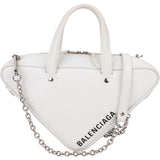 Balenciaga White. Leather Triangle Duffle S Crossbody Handbag
