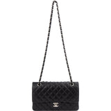 Chanel Quilted Lambskin Palladium Medium Double Flap Shoulder Bag