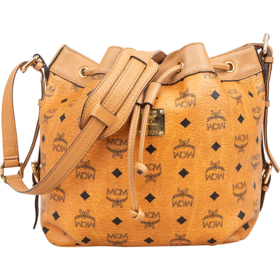 MCM Monogram Visetos Drawstring Bucket Crossbody Bag
