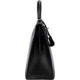 Hermès Noir Boxcalf Leather Kelly 32 Handbag