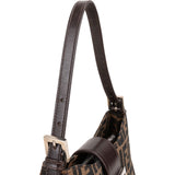 Fendi Monogram FF Zucca Baguette Buckle Canvas Small Shoulder Bag