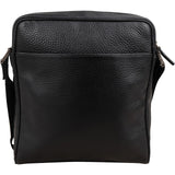Ermenegildo Zegna Black Pebbled Leather Messenger Crossbody Bag