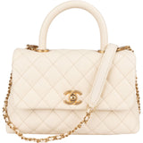 Chanel Quilted Caviar Leather Top Handle Single Flap Crossbody Handbag