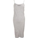 Miu Miu Grey Ribbed-Knit Cotton Emblem Sleeveless Top Dress (M-L)