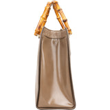 Gucci Smooth Leather Bamboo Tote Handbag