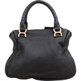 Chloé Black Grained Calfskin Marcie Satchel Handbag