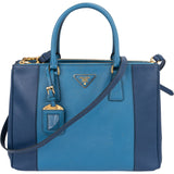 Prada Two Tone Saffiano Leather Galleria Handbag