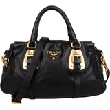 Prada Soft Leather Buckle Bauletto Handbag