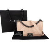 Chanel Quilted Lambskin Boy Single Flap Crossbody Bag