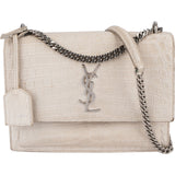 Saint Laurent Croc-Embossed Leather Sunset Crossbody Bag
