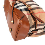 Burberry Nova-Check Haymarket Brown Leather Bridle Lynher Belt Hobo Handbag