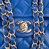 Chanel Bleu Quilted Lambskin Medium Double Flap Shoulder Bag