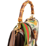 Gucci Floral Jacquard Bamboo 1947 Top Handle Crossbody Bag