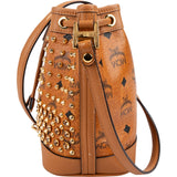 MCM Monogram Visetos Studded Small Drawstring Bucket Crossbody Bag