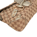 Gucci Monogram GG Studded Horsebit Chain Flap Shoulder Bag