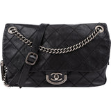 Chanel Quilted Aged Stitched Calfskin Rue Cambon Jumbo Single Flap Crossbody Bag