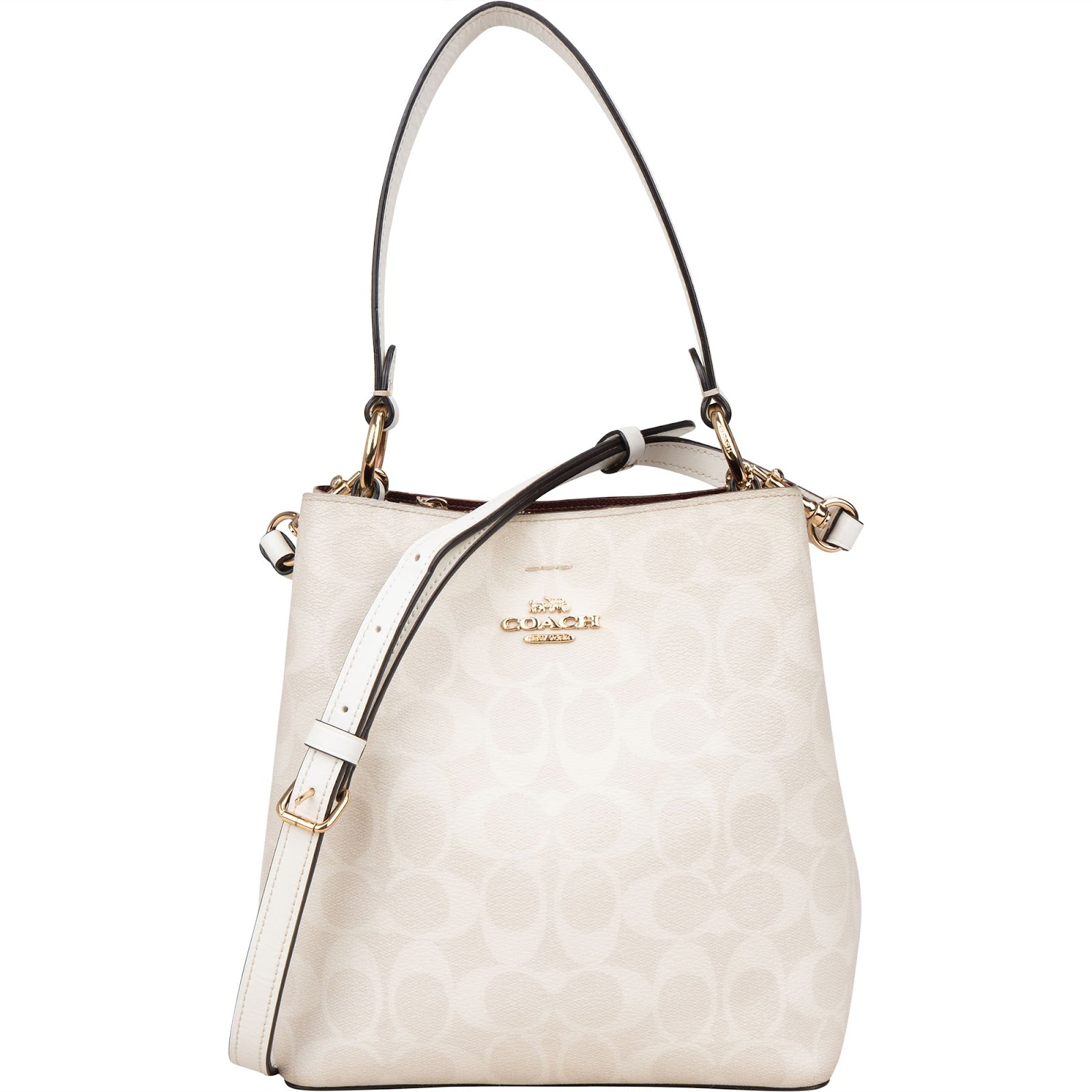 Coach White Monogram Mollie Bucket Handbag - vintageandkickz