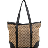 Gucci Monogram GG Canvas Trimmed Leather Tote Shoulder Bag