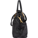 Prada Black Soft Calfskin Buckle Tote Handbag