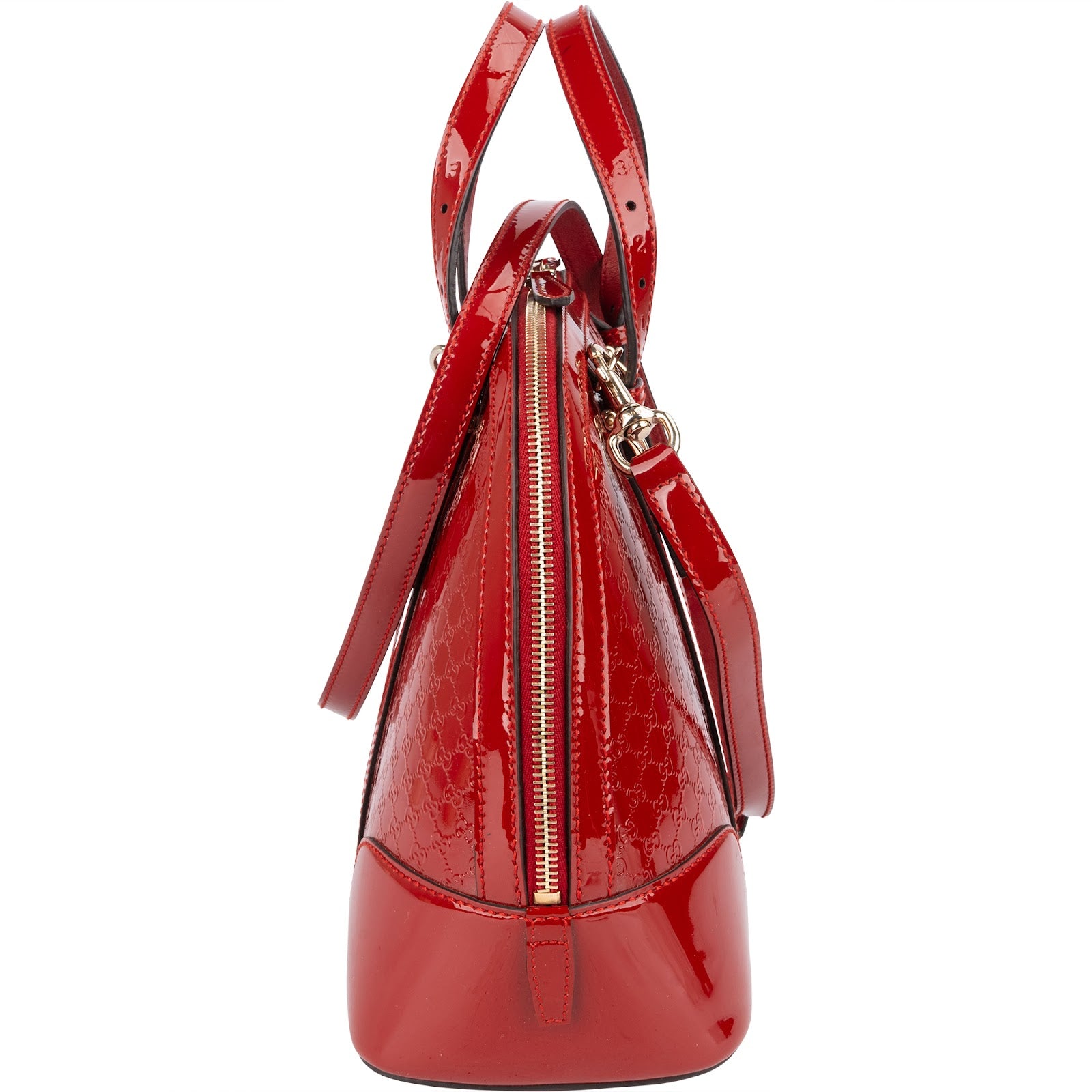 Gucci Red Microguccissima Patent Leather Dome Handbag - vintageandkickz