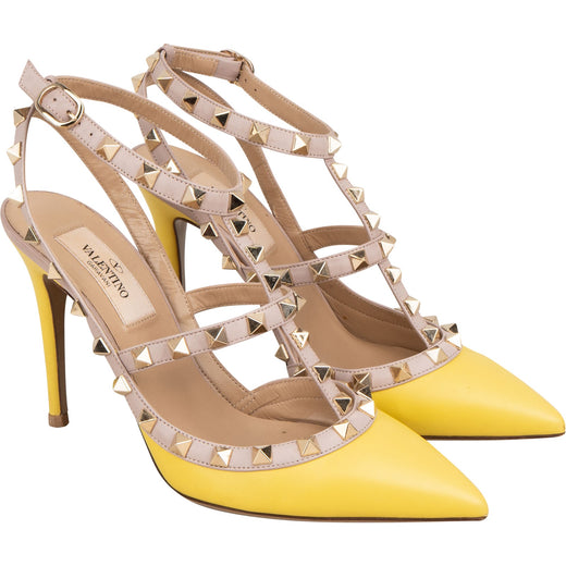 Valentino Garavani Multicolor Leather Rockstud Multi T-Ankle Strap Pumps (36,5)