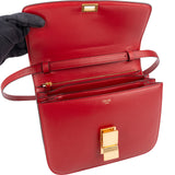 Céline Red Calfskin Classic Box Medium Crossbody Bag