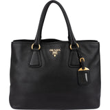 Prada Black Vitello Daino Leather Tote Handbag