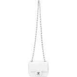 Chanel Quilted Caviar Leather Palladium Mini Square Single Flap Crossbody Bag