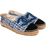 Chanel Blue Tweed CC Espadrilles Shoes (35)
