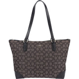 Coach Black Leather Monogram Signature Zip Tote Shoulder Bag