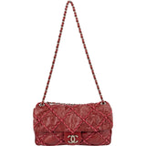 Chanel Crinkled Lambskin Woven Stitch Single Flap Shoulder Bag