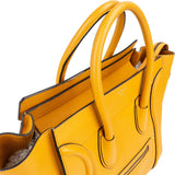 Céline Yellow Drummed Calfskin Luggage Tote Handbag