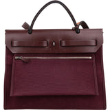 Hermès Classic Cotton Herbag 31 Maroon Zip Crossbody Handbag
